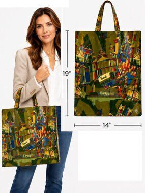 Harrods London Graphic Shopper Tote Bag Colourful Souvenir Carryall